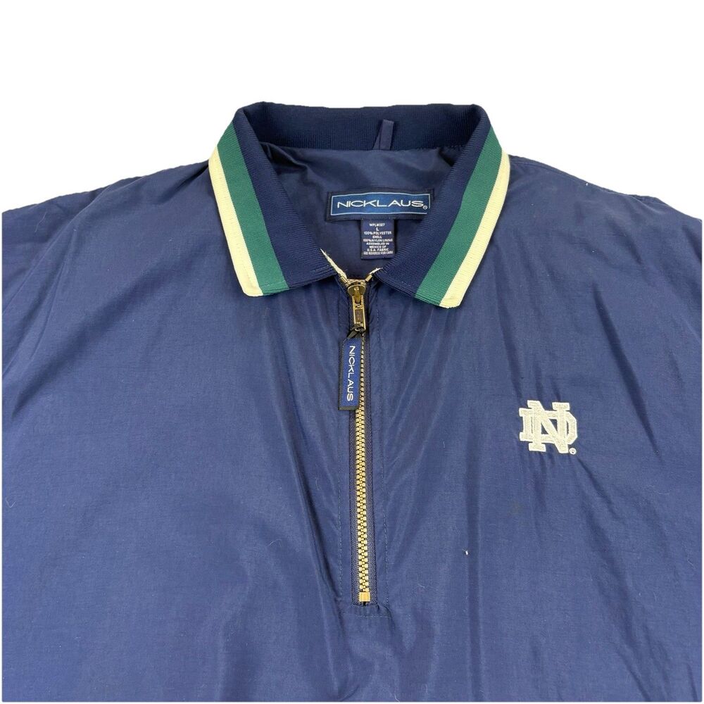Vintage Notre Dame Fighting Irish Jack Nicklaus 1/4 Zip Golf Jacket Mens L Blue